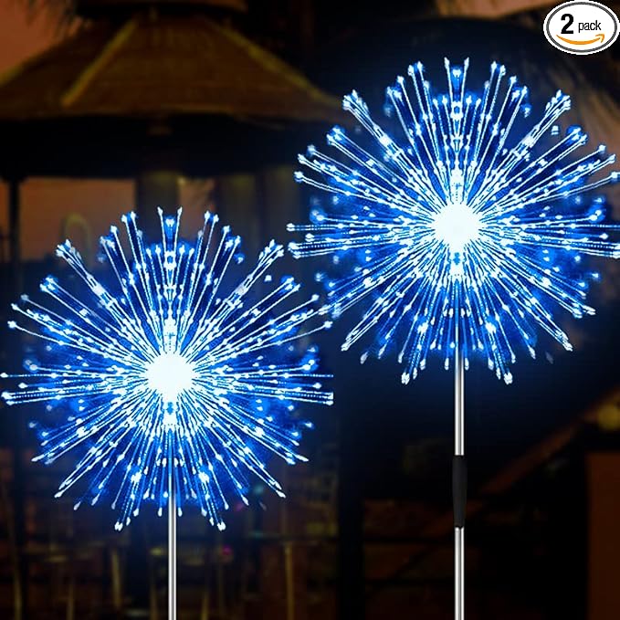 JJGoo Solar Firework Lights, 2 Pack 150 LEDs 2 Lighting Modes Solar Lights Outdoor Waterproof for Garden Patio | Lumora