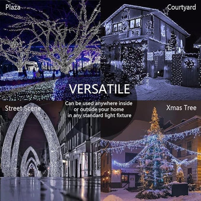 FULLBELL Black and White Christmas Decorations, Black Christmas Lights 33ft 100 LED with Memory Function, 8 Modes Gothic String Lights for Tree, Goth Home, Indoor Outdoor