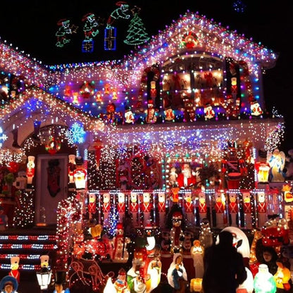 C7 Multicolor Christmas Lights Outdoor, 25Ft Incandescent Christmas Outdoor String Lights with 27 Multicolor Ceramic Bulbs Vintage Christmas Lights for Roofline Patio Xmas Tree Party Garden Decoration