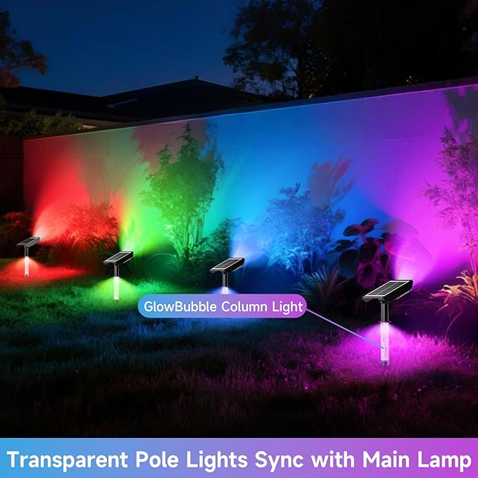 Color Changing Solar Spot Lights Outdoor with PC Light Guide Column, 8 Lighting Modes Christmas Landscape | Lumora