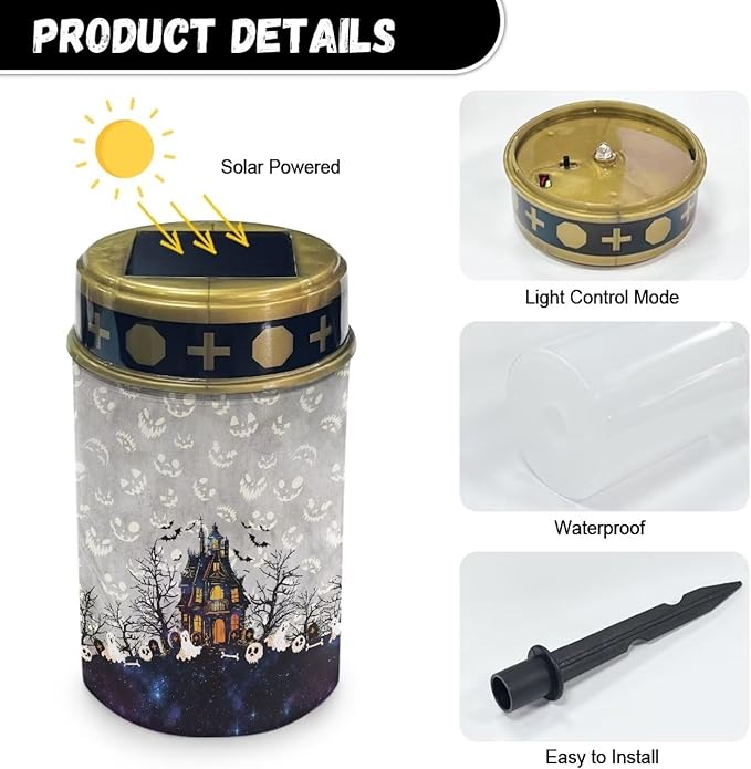 Haunted House Small Solar Lights Outdoor Halloween Garden Lights for Outside Solar Sidewalk Lights Outdoor Solar Landscape Light Solar Garden Lights Outdoor Sidewalk Lights