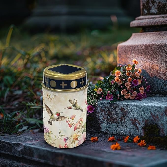 Hummingbird Flower Solar Lights Outdoor Waterproof for Grave Decorations for Cemetery Mom Suitable for Garden Paths