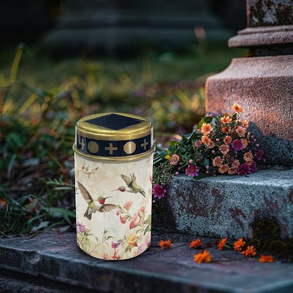 Hummingbird Flower Solar Lights Outdoor Waterproof for Grave Decorations for Cemetery Mom Suitable for Garden Paths