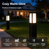 SkyGlow 32" Solar Bollard Light, Stainless Steel LED IP55 Outdoor Waterproof Curb Appeal Modern Landscape Path | Lumora