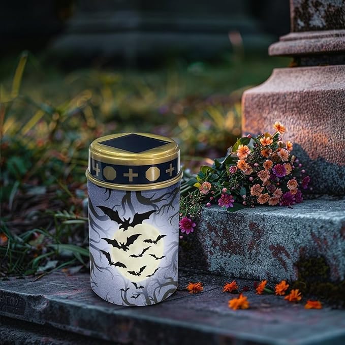 Bats Print Solar Lights Outdoor Waterproof Solar Garden Light Halloween Decoration for Outside Cemetery Grave Yard | Lumora