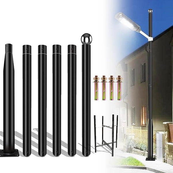 20Ft Tall Street Light Pole - Outdoor Metal Split Heavy Duty Street Lamp Post for Outside Large Solar Street Lights | Lumora