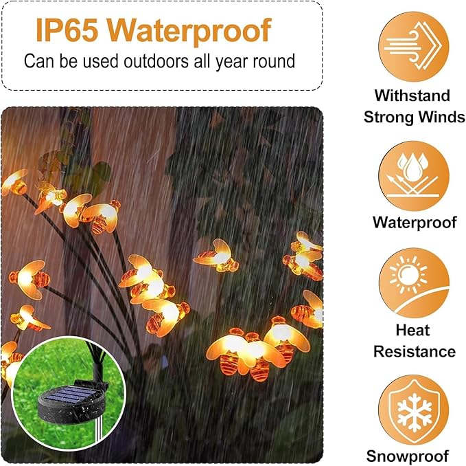 Solar Firework Lights 2Pcs Garden Lights Outdoor Waterproof, 120 LED Distribution in 40 Branches Copper Wire | Lumora
