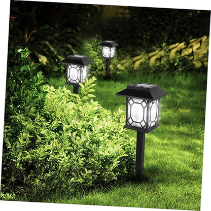 2pcs Solar Garden Lamp Outdoor Lawn Lights Dusk to Dawn Outdoor Lighting Solar Pathway Lights Landscape Pillar for Garden Patio