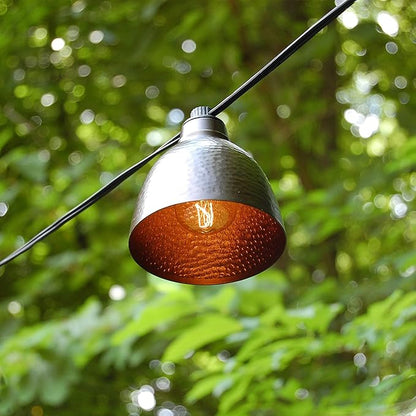LumaBase Electric Café String Lights with 10 Brown Metal Domes