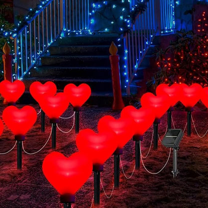 Pathway Lighting, Valentines Day Decorations, 4PCS/Set Waterproof Heart Solar Lights Outdoor, Valentines Day Decor Heart Shaped Light for Garden Pathway Flowerbed Porch Walkway