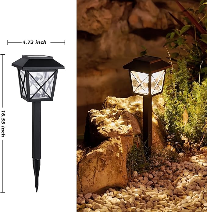 EXCMARK 6 Pack Large Rotating Solar Lights Outdoor Waterproof 2 Modes Twinkling Decorative Lights for Garden Yard Pathway Walkway Decorations Landscape Lighting. (Set of 6)