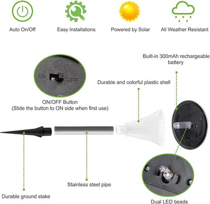 Solar Outdoor Lights, 12 Pack LED Garden Lights Outdoor Waterproof, Color Changing Solar Walkway Lights Maintain 10 Hours of Lighting for Your Garden, Landscape, Path, Yard, Patio, Driveway