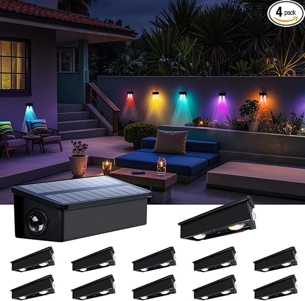 Fence Lights Solar Powered Outdoor Waterproof 3 Sided Wall LED Landscaping for Yard, Deck, Patio, Rail, Garage | Lumora