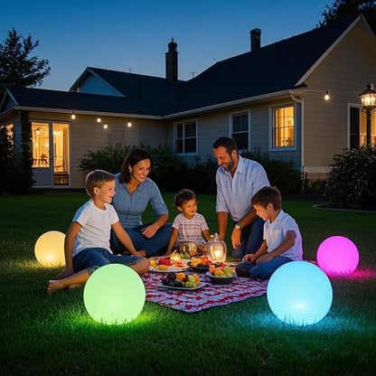 Mr.Go Solar Globe Light, RGB Solar Powered Ball Light with Remote/Button Control, Outdoor LED Orb Lamp with 16 Colors & 4 Modes, for Garden Patio Yard Pathway Ambience Landscape Lighting (12-inch)