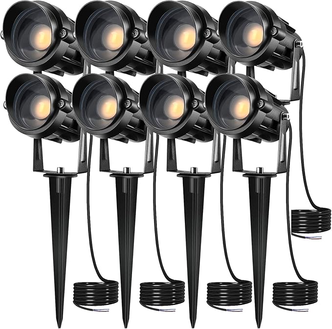 Low Voltage Landscape Lights Outdoor: 7W 700LM LED Landscape Lighting for Tree Garden Yard Pathway | 12V 24V Warm White 3000K Spotlights | IP66 Waterproof | 8 Pack