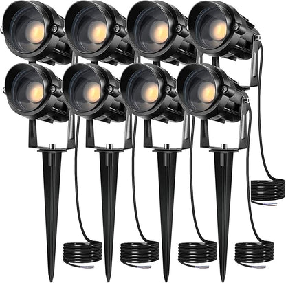 Low Voltage Landscape Lights Outdoor: 7W 700LM LED Landscape Lighting for Tree Garden Yard Pathway | 12V 24V Warm White 3000K Spotlights | IP66 Waterproof | 8 Pack