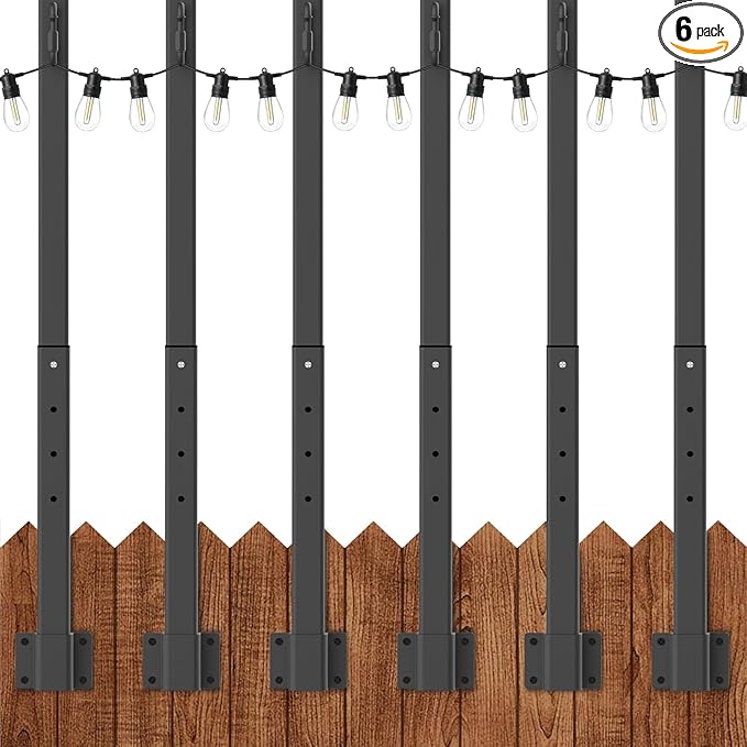 6 Pack 2.8FT String Light Poles,Light Poles for Outside String Lights,Outdoor Light Poles Metal Pole Stand for | Lumora