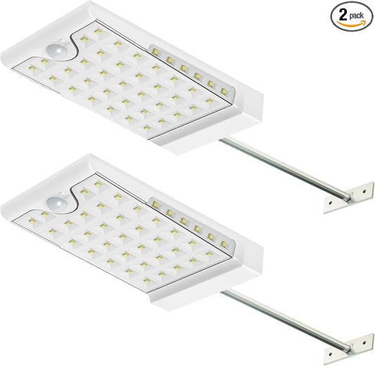 CREATIVE DESIGN 46 LED Solar Lights Outdoor with Mounting Pole, 4 Modes Solar Gutter Light Motion Sensor Light Wall Light for Patio, Barn,Porch,Garage,Stairs, Pack of 2