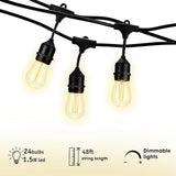 HLO Lighting Outdoor Weatherproof Commercial LED Backyard Bistro Cafe Patio Light String, 48Ft Vintage Edison Porch | Lumora