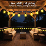 100ft Outdoor String Lights, RGBW Patio Lights with 30 LED Dimmable Bulbs, App & Remote Control, IP68 | Lumora