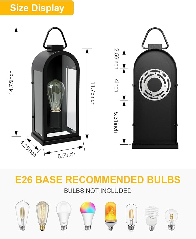 Vintage Outdoor Wall Light Fixture (1 Pcs) - Matte Black Porch Lantern/Exterior Wall Sconce, Glass Shade, Sturdy | Lumora