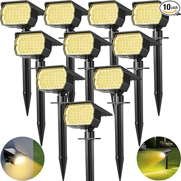 Solar Spot Lights Outdoor 10 Pack, [46 LED/3 Modes] Solar Landscape Spotlights Waterproof, 2-in-1 Auto On/Off Solar | Lumora
