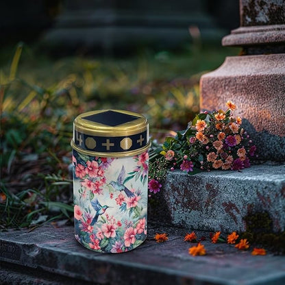 ZOUTAIRONG Hummingbird Pink Outdoor Lights, Hummingbird Pink Flower Outdoor Garden Solar Lights, 2 Pack Waterproof Solar Garden Lamps