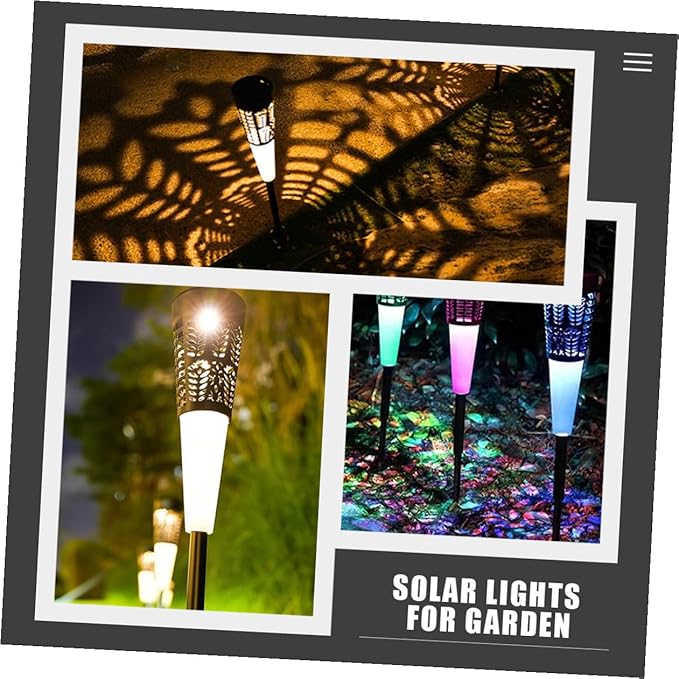 6pcs Solar Garden Stake Lights Outdoor Courtyard Lawn Landscape Path Lights Warm and Colorful LED Solar Projection Lamps for Yard Decor