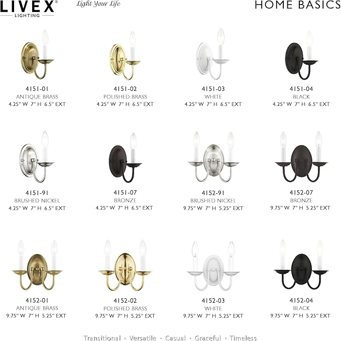 Livex Lighting 4151-04 Home Basics 1 Light Black Wall Sconce