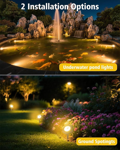 CORESLUX Solar Spot Lights Outdoor Waterproof IP68, 3-in-1 LED Warm Light Solar Landscape Lights, 2 Light Modes Landscape Path Lights for Outside Garden Yard Pond Pathway
