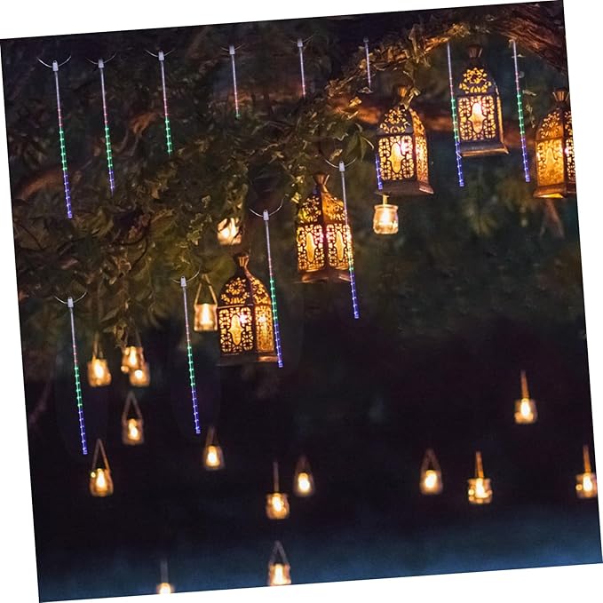 Angoily 1set Solar Shower Lights Tube Led String Lights for Outdoor Decoration for Christmas Weddings and Parties Remote Control