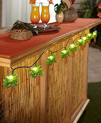 Palm Tree String Lights Outdoor, Summer Beach Themed Decoratives String Lights with 10 Palm Tree Patio Light, Plug in Indoor Fairy Lights for Outdoor Indoor Beach Tropical Party Bedroom Birthday Decor
