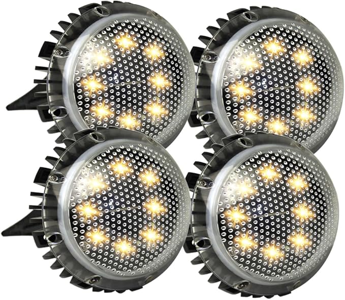 4pcs Solar-Powered LED Outdoor Ground Lights for Garden and Lawn, Warm White Disc In-ground Landscape Lighting | Lumora