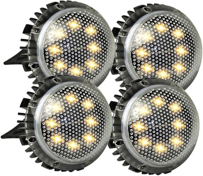 4pcs Solar-Powered LED Outdoor Ground Lights for Garden and Lawn, Warm White Disc In-ground Landscape Lighting, Weather-Resistant Solar Pathway Lamps for Driveway and Yard