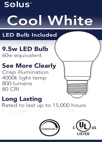 Solus S75VL Nautical Outdoor Wall Light Fixture – Black or White – Composite & Opal Acrylic Lens, LED Bulb Included, Non-Corrosive, Made in USA, (Black, Cool White (4000K), Single Pack)