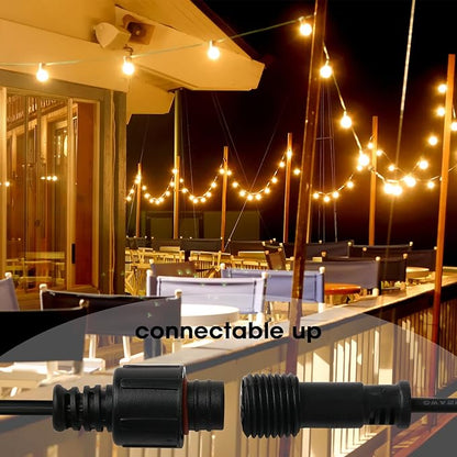 Outdoor String Lights 100ft ST38 Patio Lights with Waterproof Shatterproof 50(+2) LED Bulbs,Outside Hanging Vintage Edison Lights for Porch, Deck, Garden, Backyard, Balcony, 2700K Dimmable