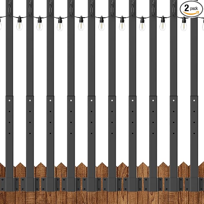 10 Pack String Light Poles,2.8Ft Metal Poles for Outdoor String Lights,Outdoor Light Poles with Post,Poles/Stand | Lumora