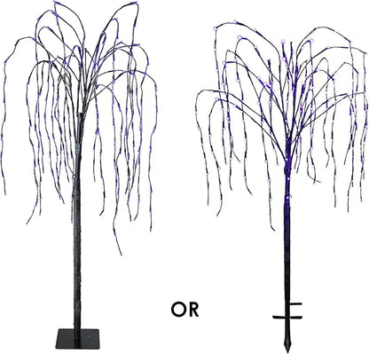 FUCHSUN 4.6 FT 200 LED Solar Lighted Willow Tree Outdoor, Light Up Weeping Willow Tree Garden Pathway Lights, Outside Decor Home Patio Yard Party Wedding Christmas Decorations (Purple)