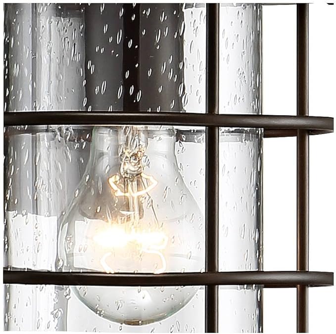 John Timberland Hogan Vintage Outdoor Wall Light Fixture Oil Rubbed Bronze 14" Seedy Glass Dusk to Dawn Motion | Lumora