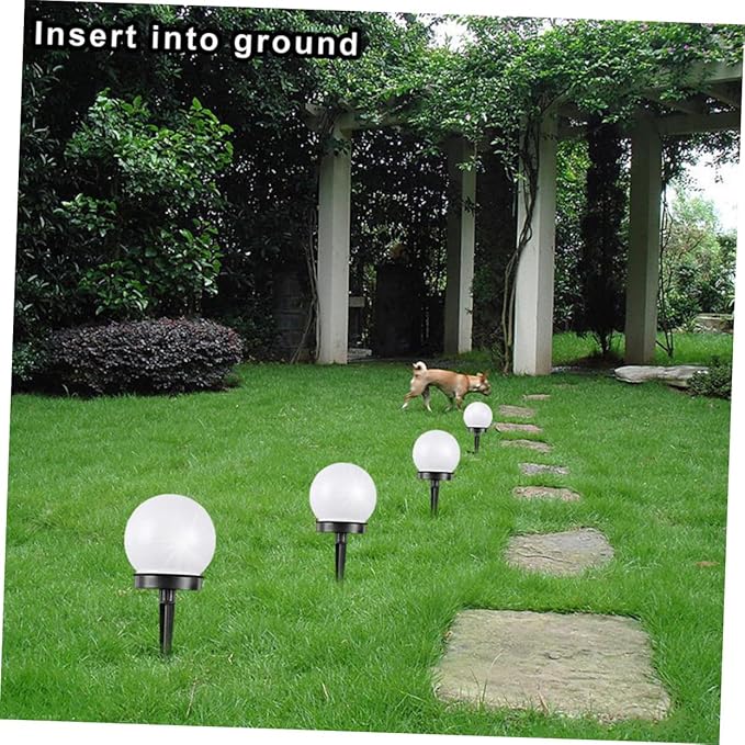 Tofficu 6Pcs Solar Round Grass Lights Outdoor Plug Light for Lawn Garden Unique Ball Shape Solar Powered Easy to Install Landscape Lighting