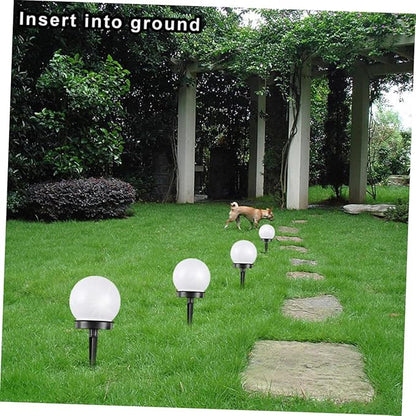Tofficu 6Pcs Solar Round Grass Lights Outdoor Plug Light for Lawn Garden Unique Ball Shape Solar Powered Easy to Install Landscape Lighting
