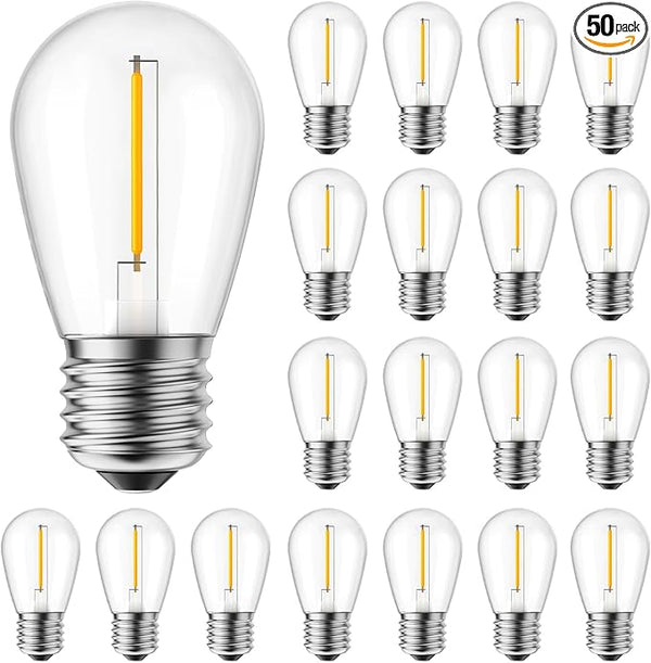 Brightown 50 Pack LED S14 Replacement Light Bulbs, Shatterproof E26 Medium Base Edison Vintage Bulbs Equivalent to | Lumora