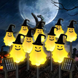 Threan 10 Pcs Halloween Pathway Light Decorations Solar Stake Lights LED White Light Decorative Solar Operated | Lumora