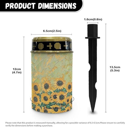 Outdoor Solar Lights Waterproof Garden Stake Lights LED Solar Lantern Solar Pathway Lights Solar Cross for Cemetery Landscape Lighting for Yard Patio Spotlights,Watercolor Sunflower Green