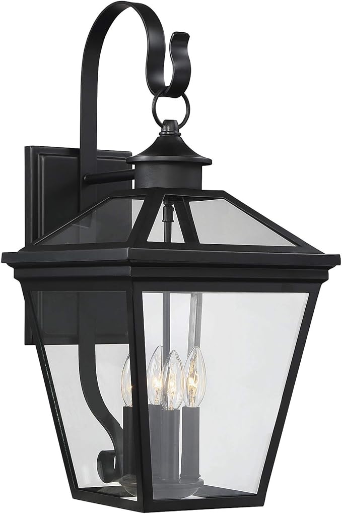 Savoy House 5-142-BK Ellijay Modern Farmhouse Rustic Clear Glass Outdoor Wall Lantern, 4-Light 160 Total Watts, 26" | Lumora