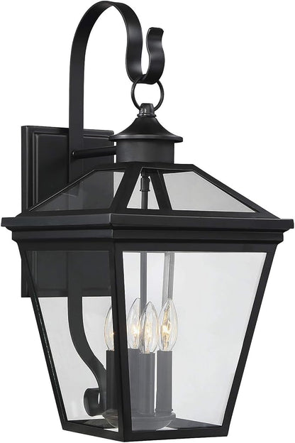 Savoy House 5-142-BK Ellijay Modern Farmhouse Rustic Clear Glass Outdoor Wall Lantern, 4-Light 160 Total Watts, 26" H x 12" W, Black