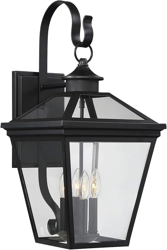 Savoy House 5-142-BK Ellijay Modern Farmhouse Rustic Clear Glass Outdoor Wall Lantern, 4-Light 160 Total Watts, 26" H x 12" W, Black