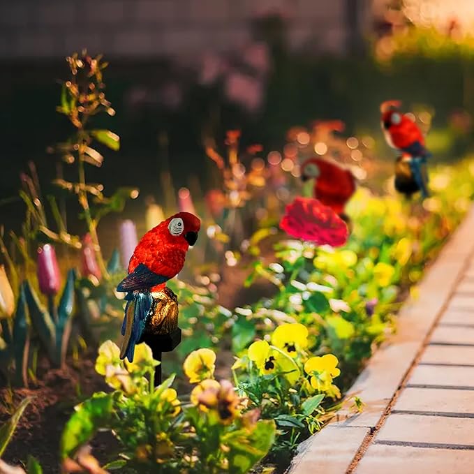 Luwint Small Parrot Garden Solar Lights Parrot Decorative Stake Light Outdoor Waterproof Lamp Parrot Decor for Garden Lawn Pathway Animal Patio Bird Light Parrot Ornament
