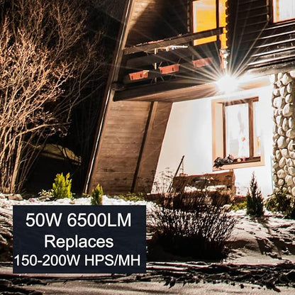 kadision LED Flood Light Outdoor 50W, 6500LM (200W HPS/MH Equiv.) 5000K Daylight, Waterproof Knuckle Mount LED Outdoor Flood Lights for Garden Porch Yard, 100-277V ETL-Listed 1-Pack