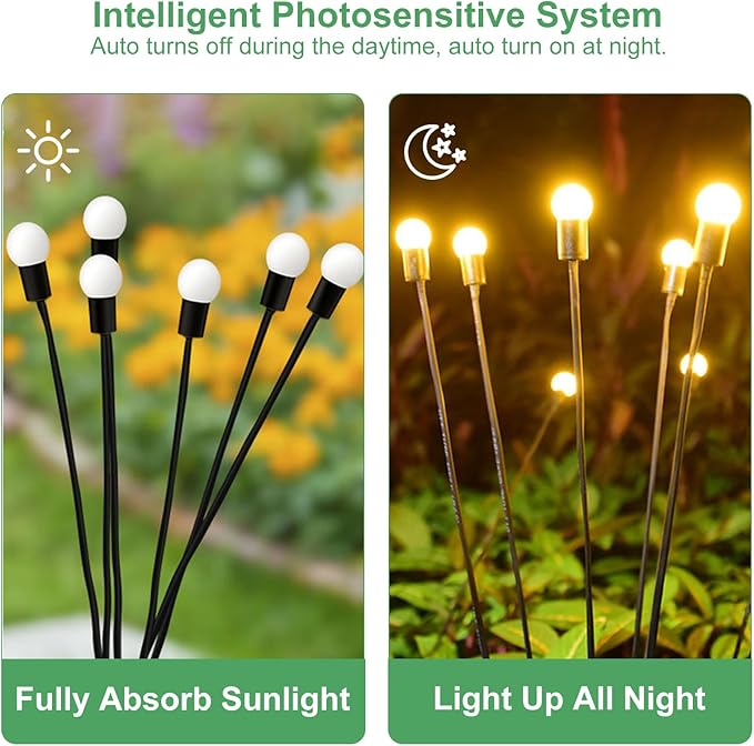 Solar Garden Lights, 8 Pack Waterproof Outdoor Swaying Lights for Patio, Garden, Pathway Decoration